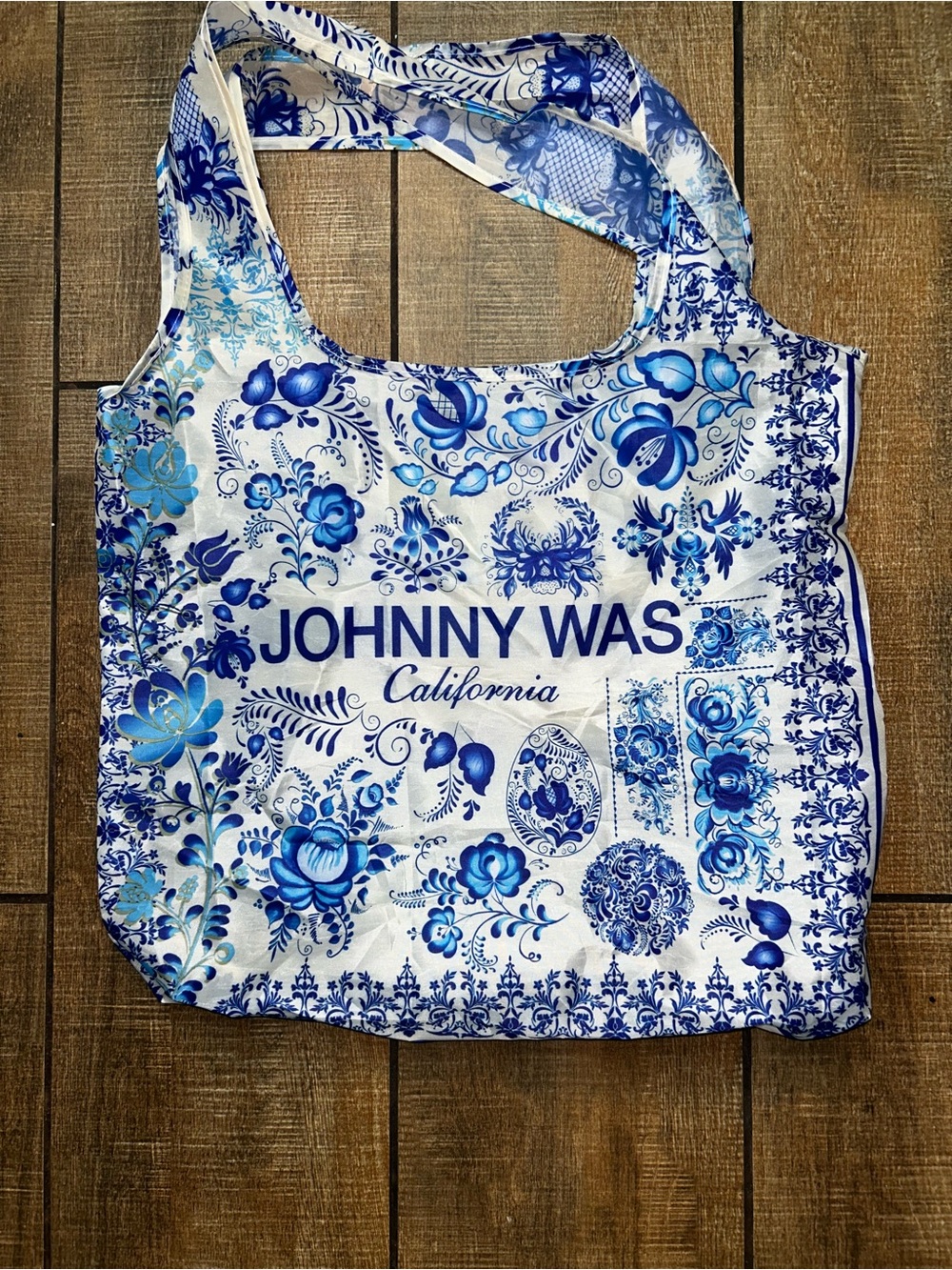 Johnny Was Blue & White Floral Reusable Tote Bag HTF